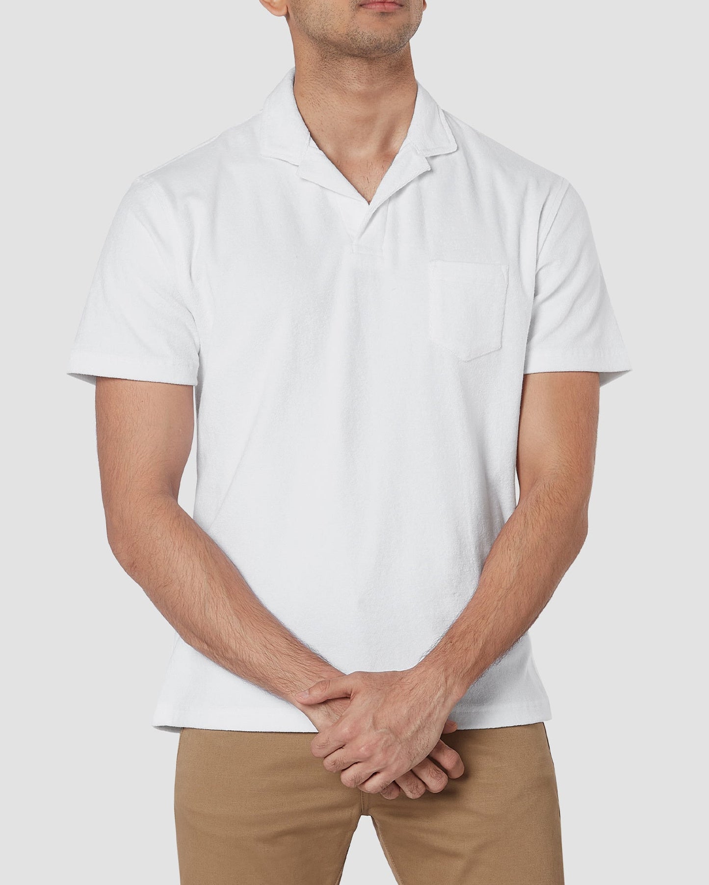 Terry Towel Polo T-Shirt - White