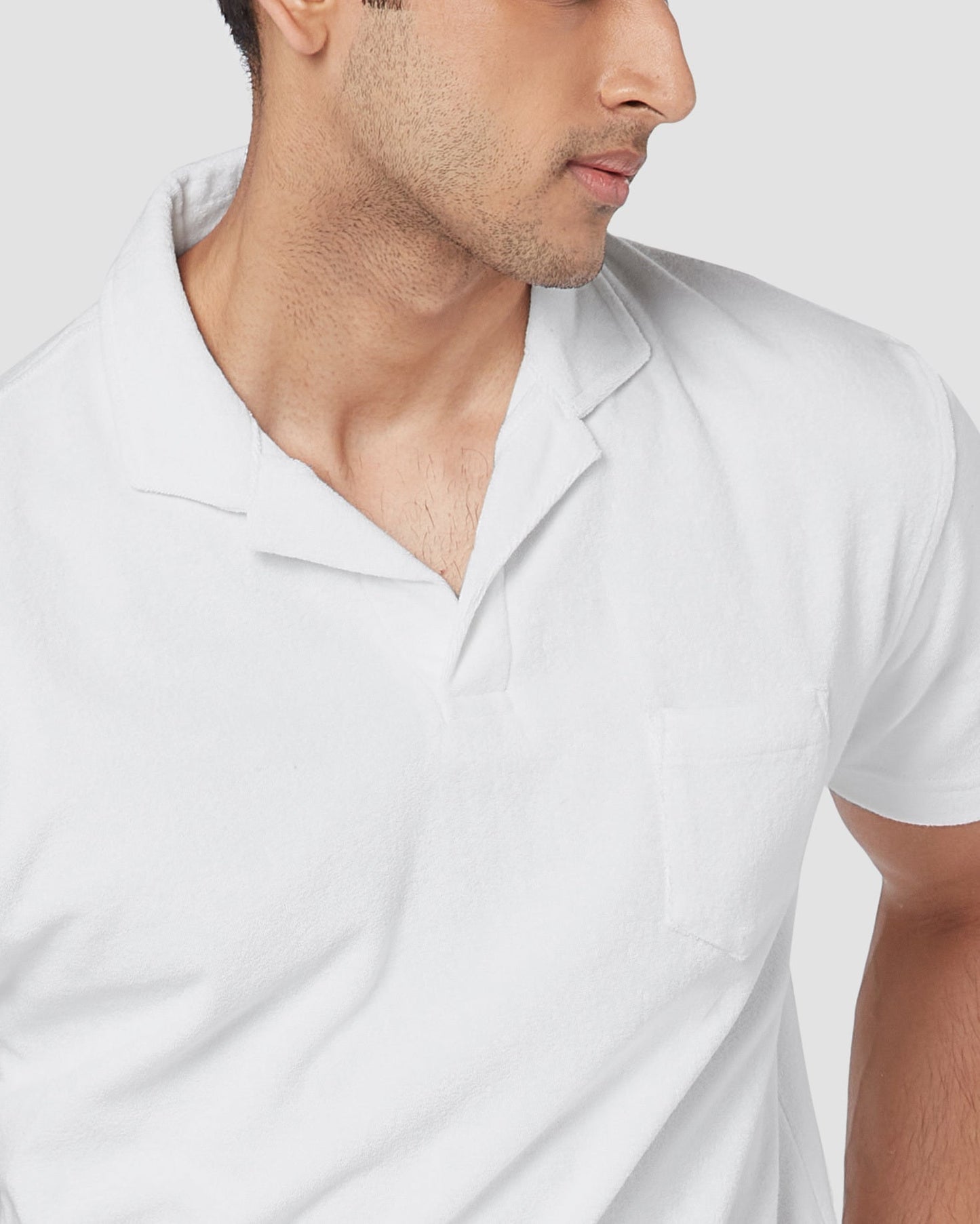 Terry Towel Polo T-Shirt - White