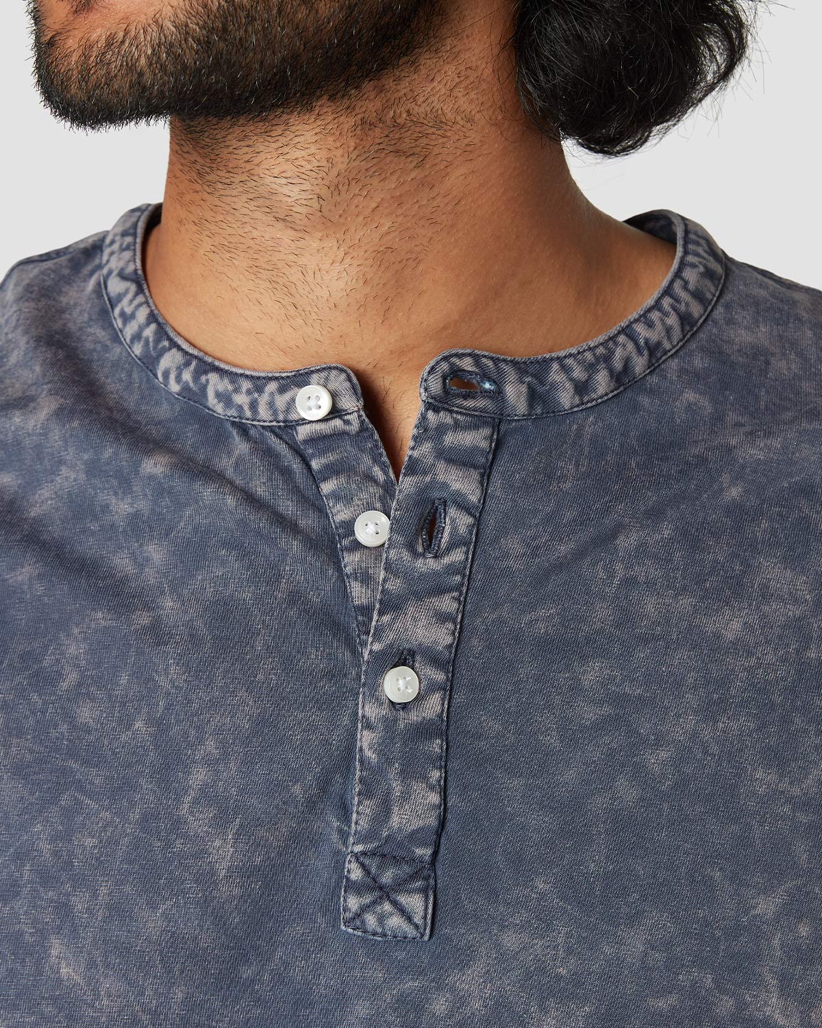 cityof_ - Distressed Spotwash Henley T-Shirt