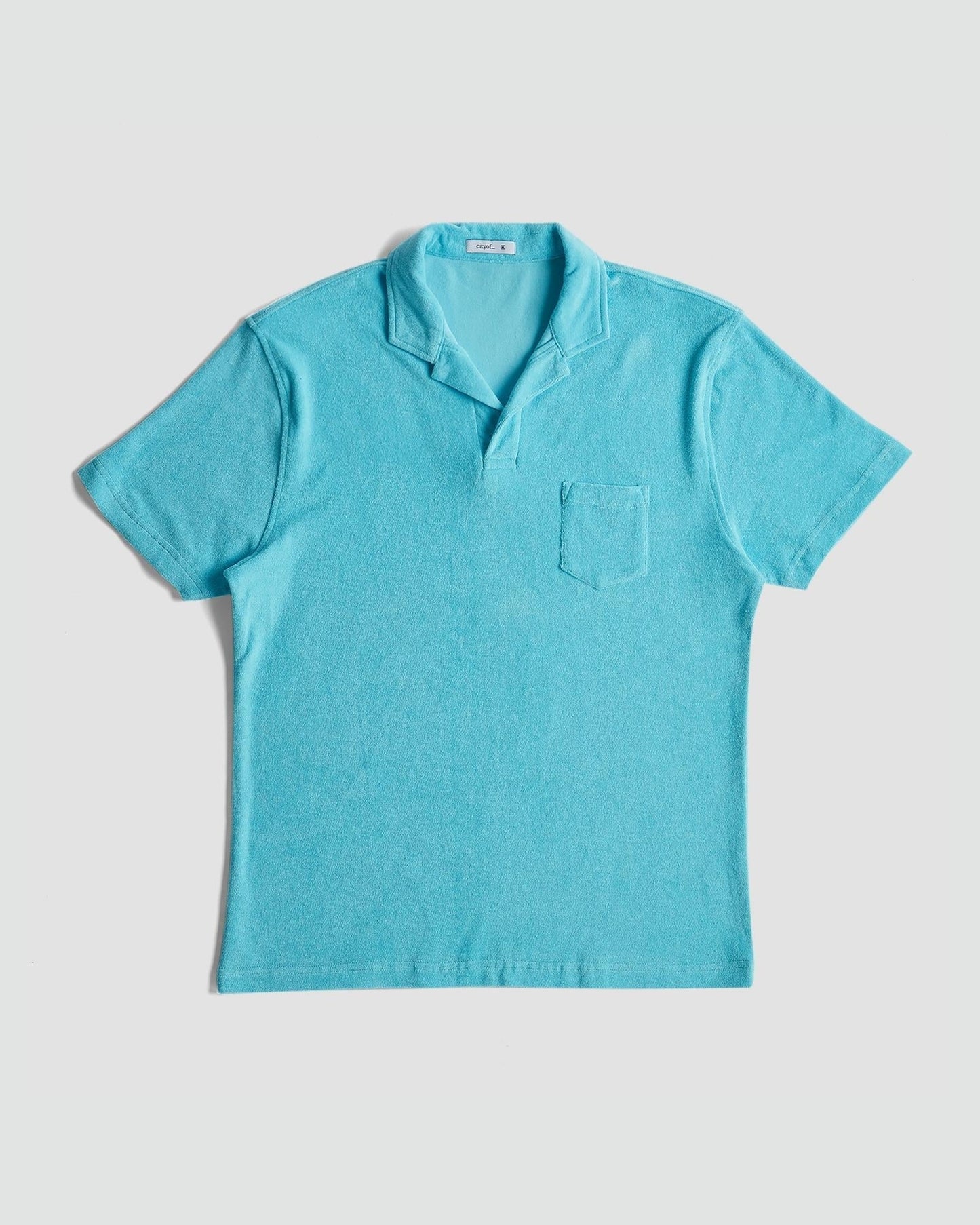 Terry Towel Polo T-Shirt - Light Blue