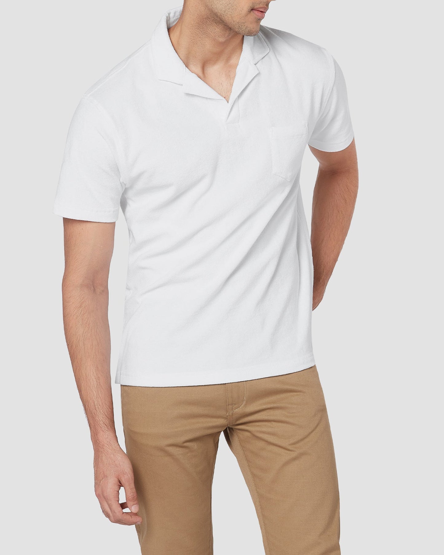 Terry Towel Polo T-Shirt - White