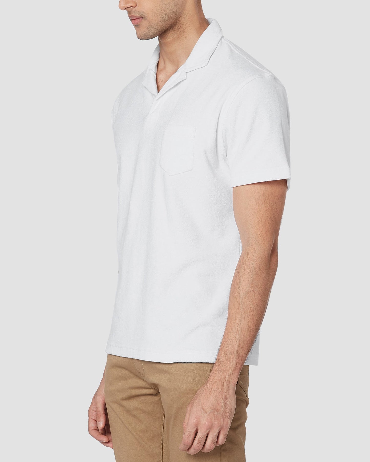 Terry Towel Polo T-Shirt - White