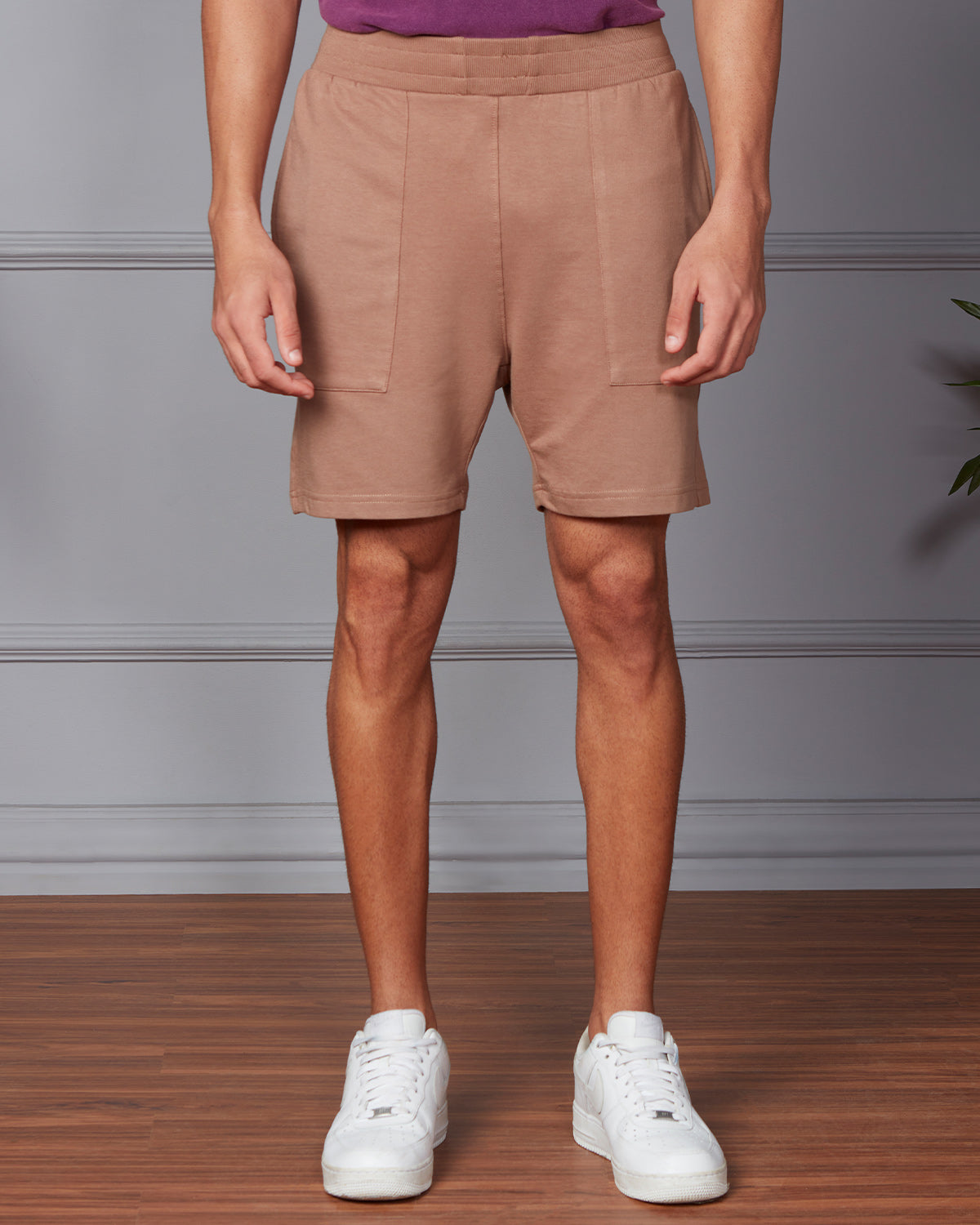 Luxe Patch Pocket Sweat Shorts - Brown