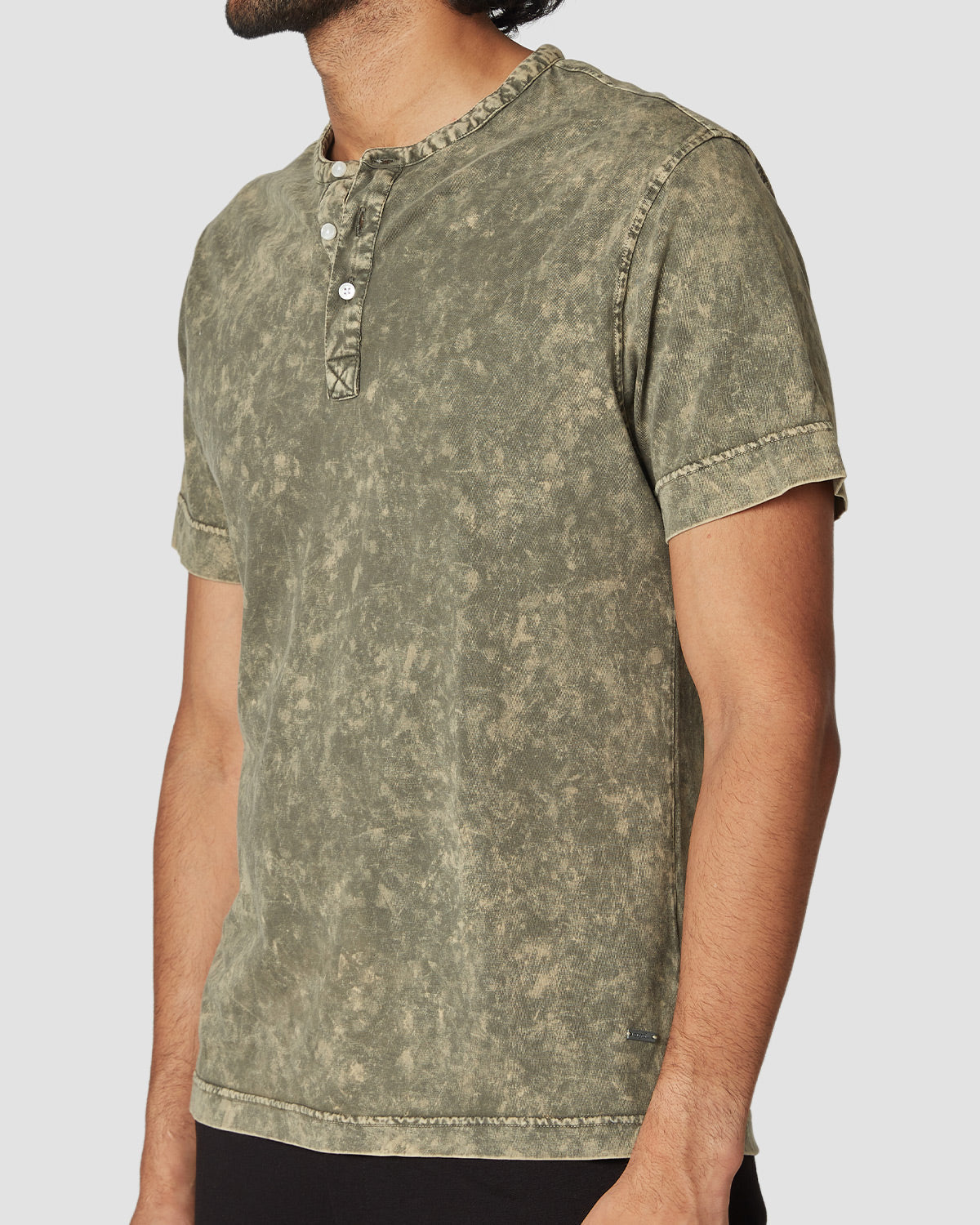 cityof_ - Distressed Spotwash Henley T-Shirt