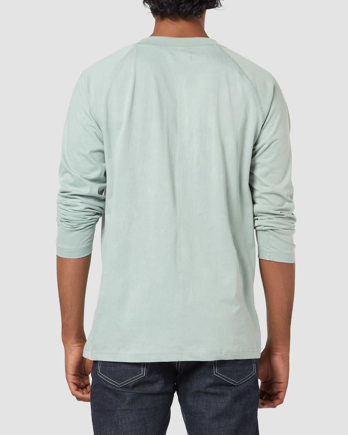 cityof_ - Distressed Raglan Henley Long Sleeve T-Shirt