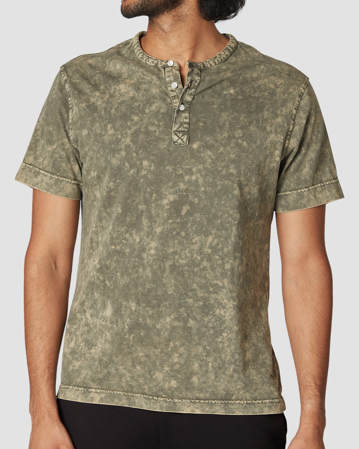 cityof_ - Distressed Spotwash Henley T-Shirt