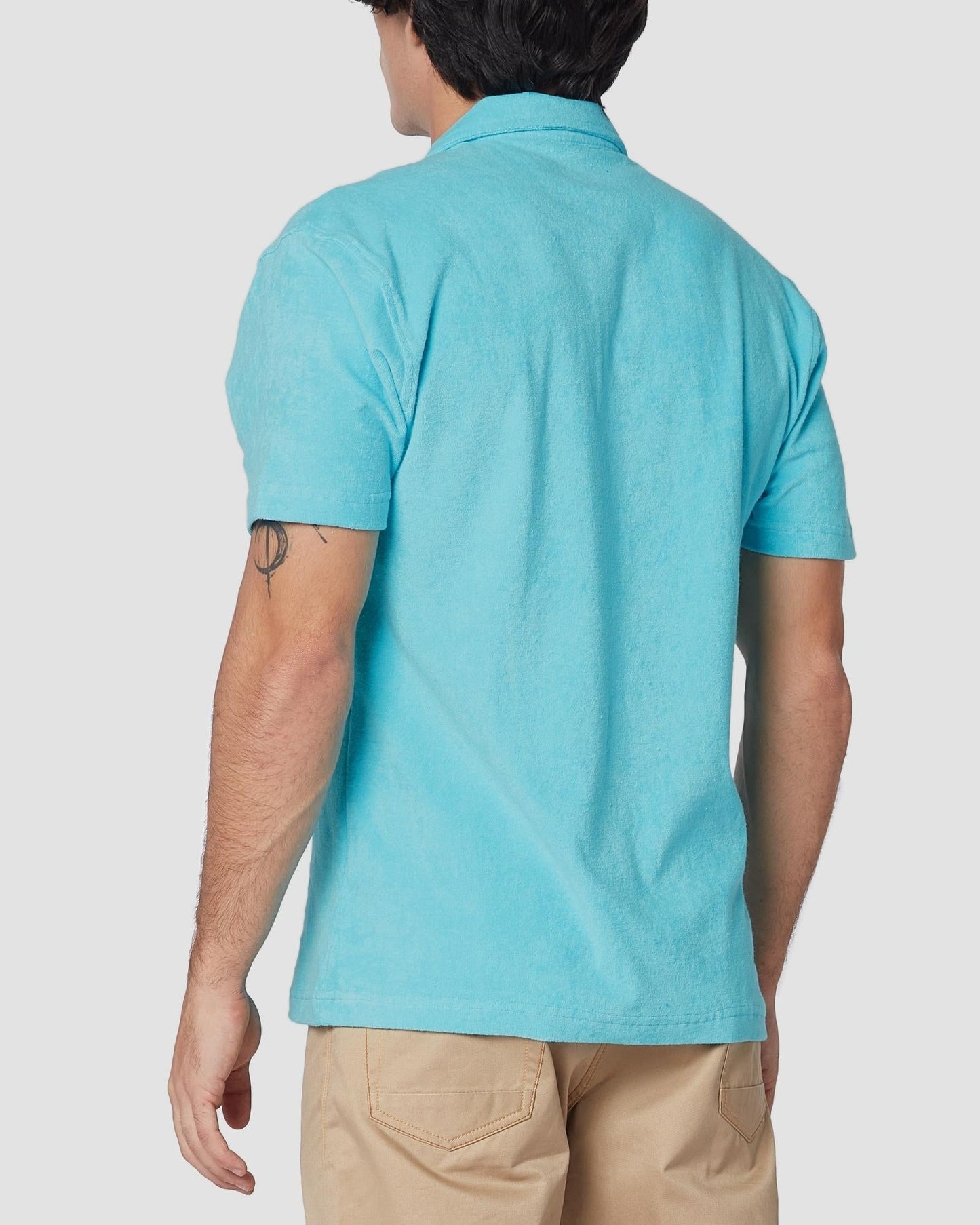 Terry Towel Polo T-Shirt - Light Blue