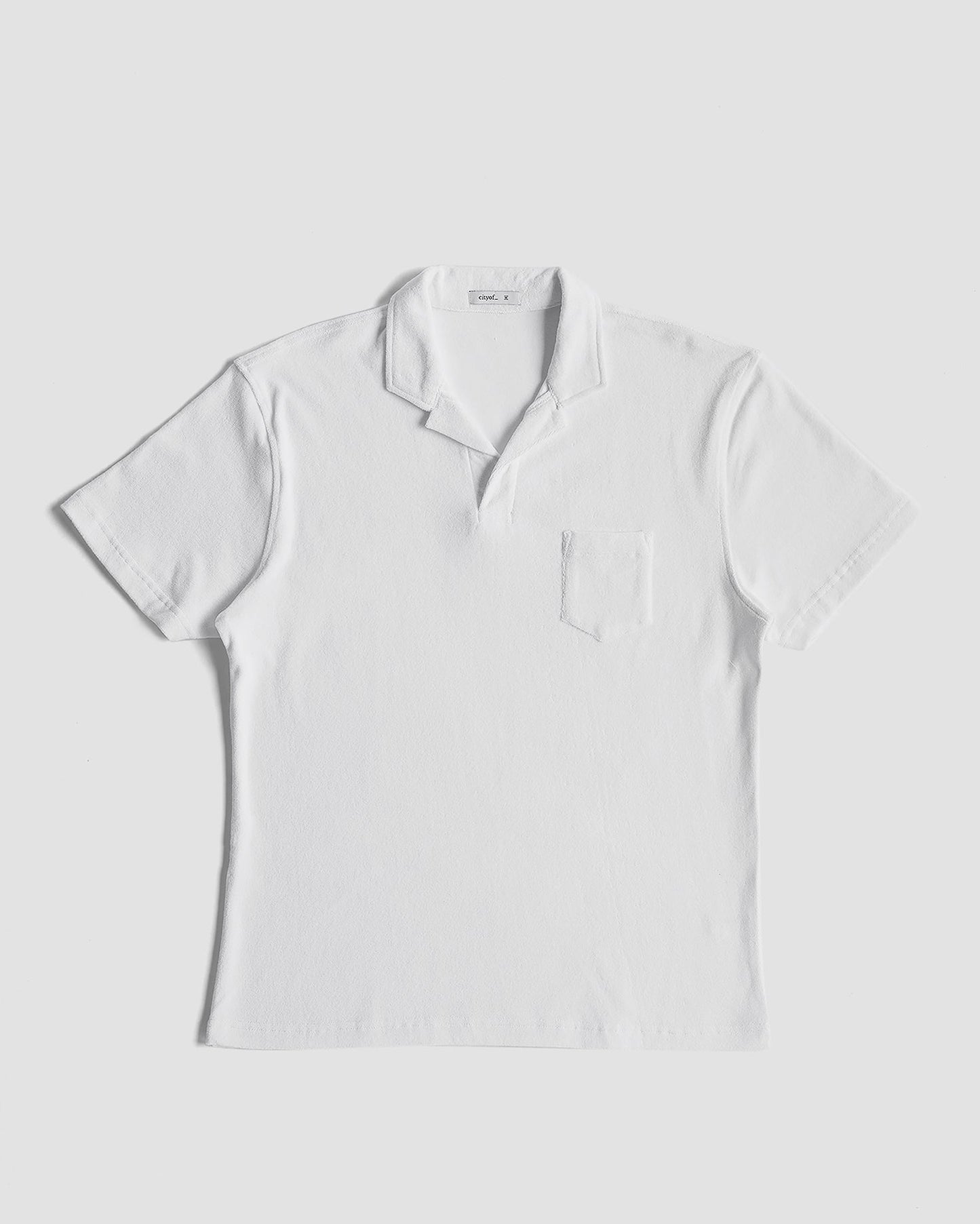 Terry Towel Polo T-Shirt - White