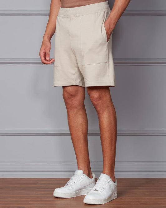 Luxe Patch Pocket Sweat Shorts - Beige