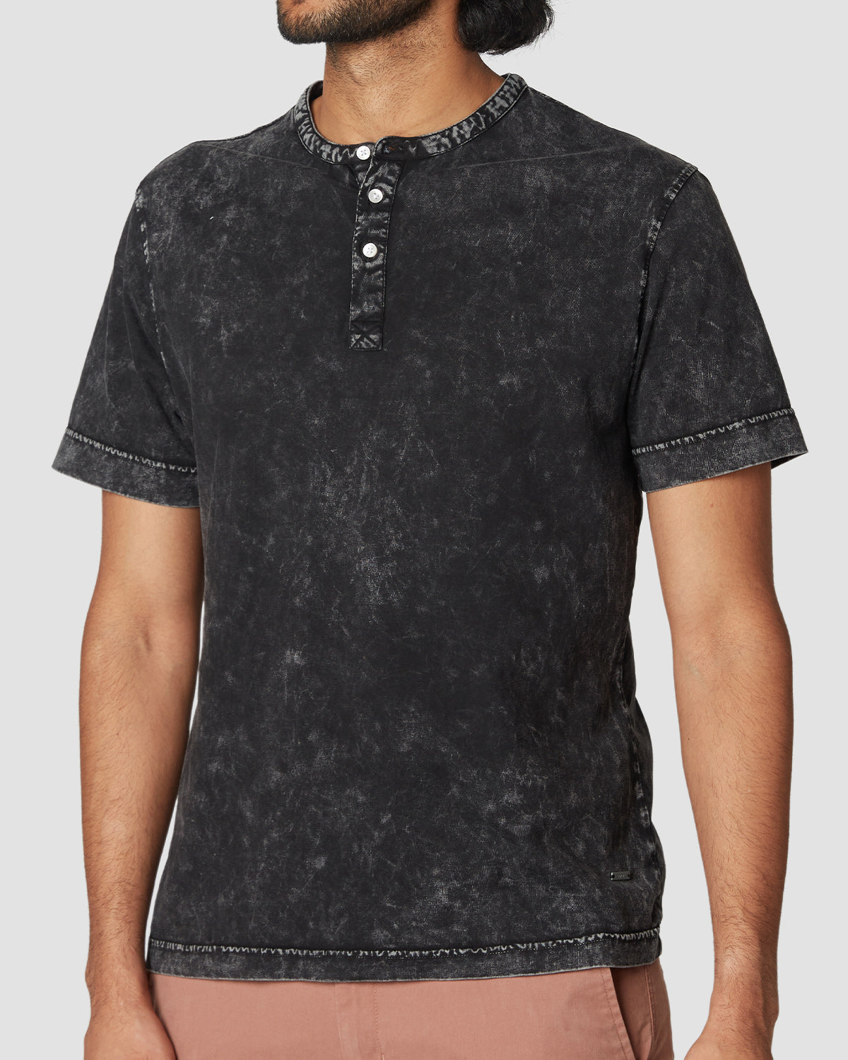 cityof_ - Distressed Spotwash Henley T-Shirt