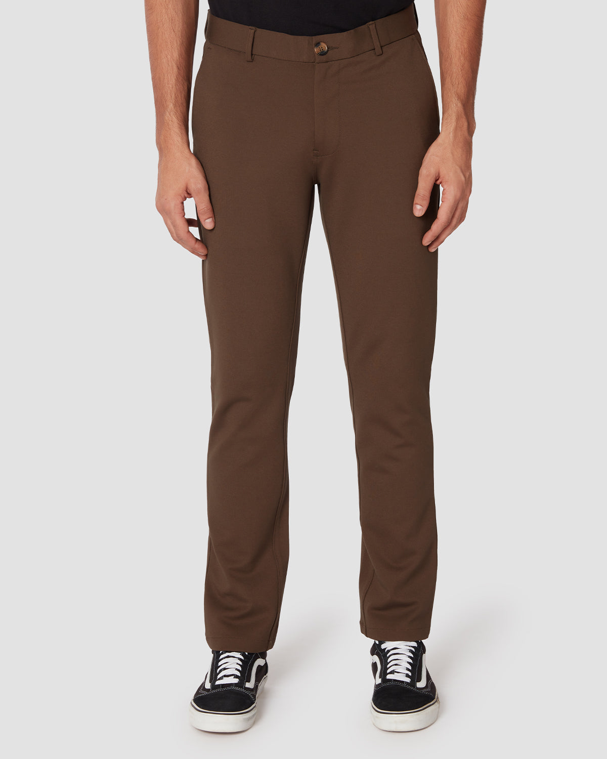 cityof_ - Dynamic 4-Way Stretch Knit Pants - Brown