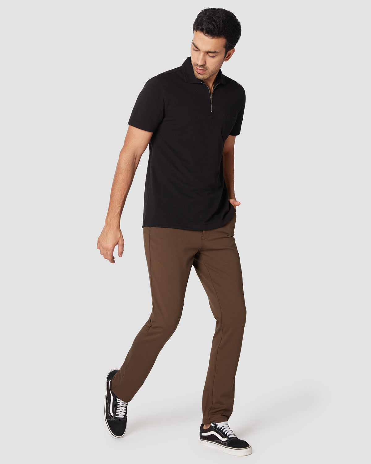 cityof_ - Dynamic 4-Way Stretch Knit Pants - Brown